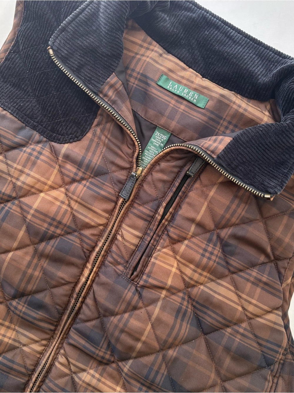 Lauren Ralph Lauren Quilted Plaid Vest Size 2X